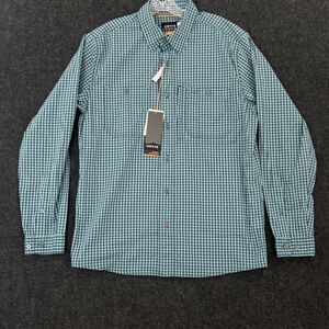 Orvis River Guide Long Sleeve Shirt Men's Medium Blue Plaid Active Fit Pockets